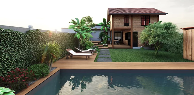 Cration et amnagement de jardin avec terrasse bois  fixation invisible (design unique)