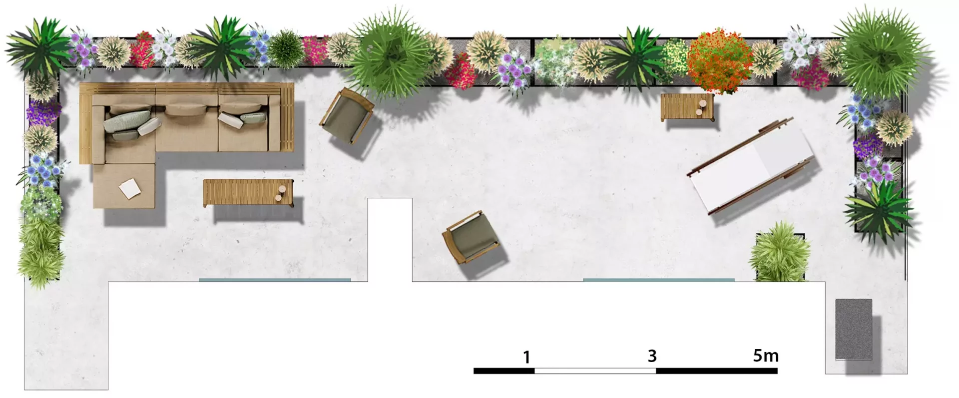Plan de conception d'une terrasse sur toit 